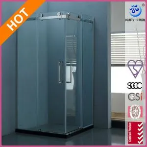 Угловая бескняная раздвижная дверь душа, 36 x 48- в. с. 375- в. Прозрачное стекло и хромированное оборудование (KT8112)