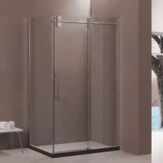 Прямоугольник серые стеклянные душевые двери скользят